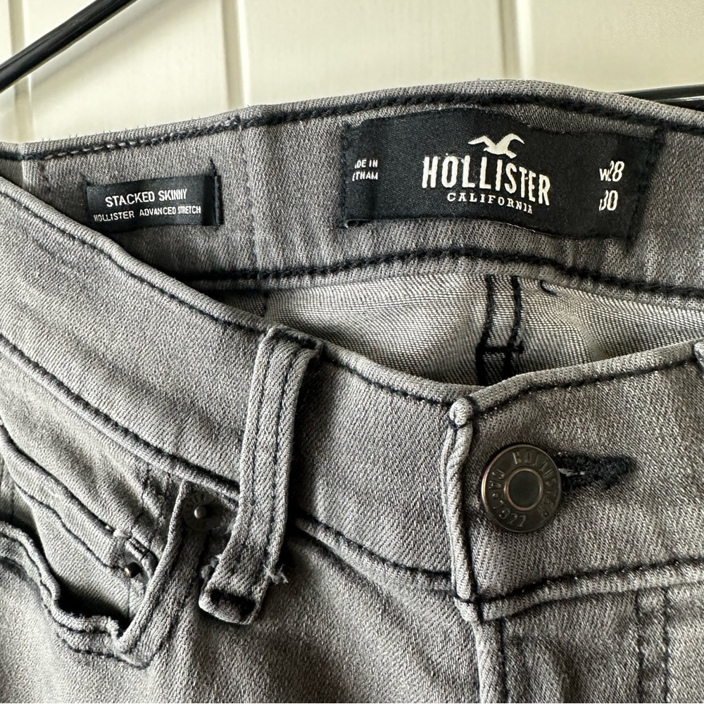 Hollister black button fly advanced stretch high waisted distressed skinny jeans - Picture 7 of 8